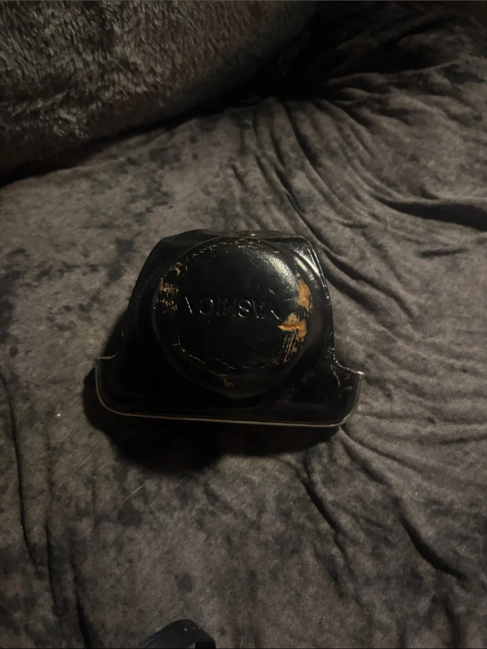 Yashica Black and Silver Film Camera with Circular Flash Ring